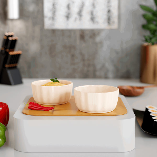 Cream Frontier Dip Bowls (Set of 2) - The Earth Store - platter & dip